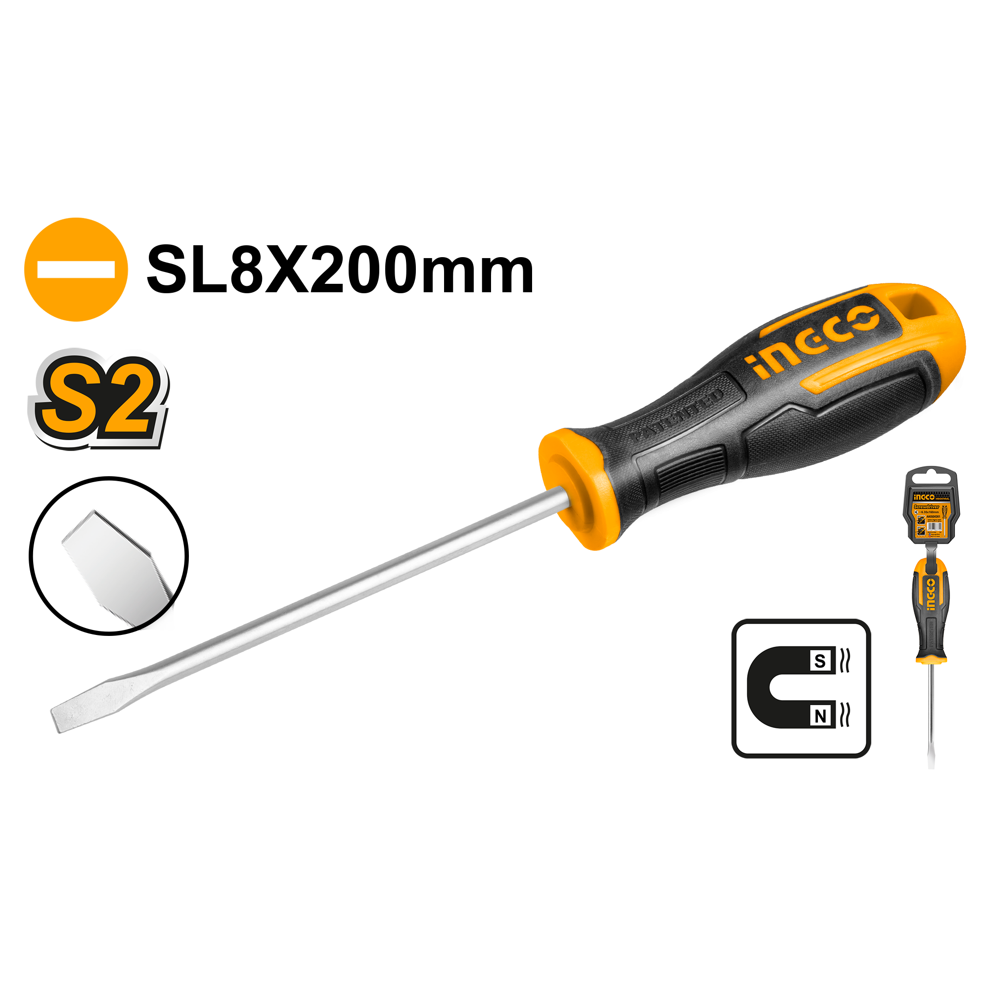 Slotted screwdriver 8χ8χ200μμ - HS688200 - INGCO