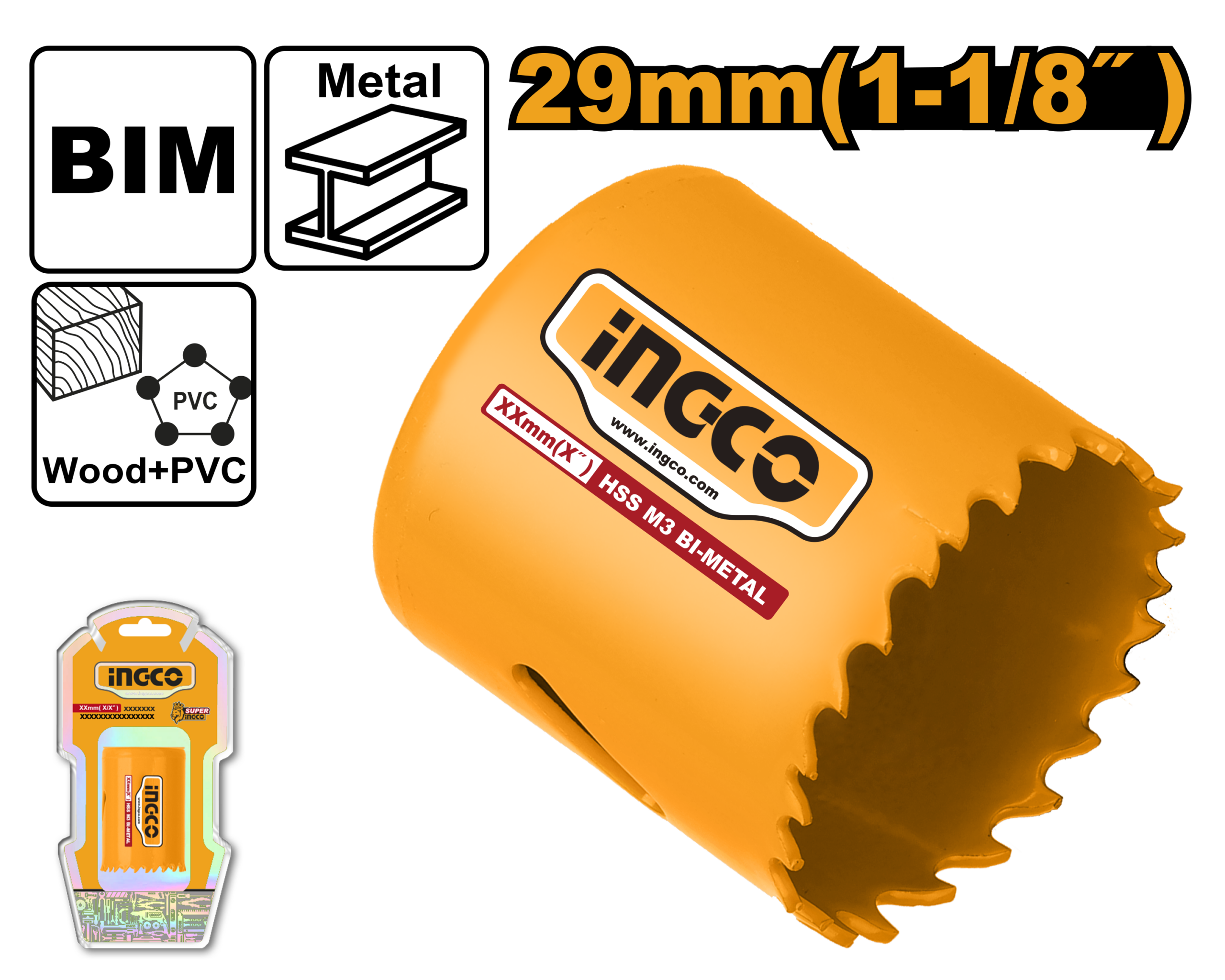 Bi metal hole saw 29mm - HSB10291 - INGCO