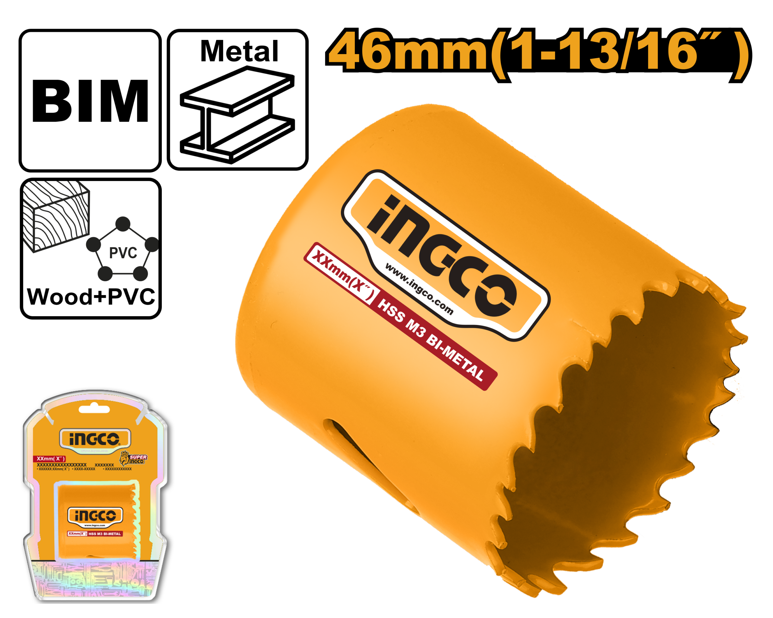 Bi metal hole saw 46mm - HSB10461 - INGCO