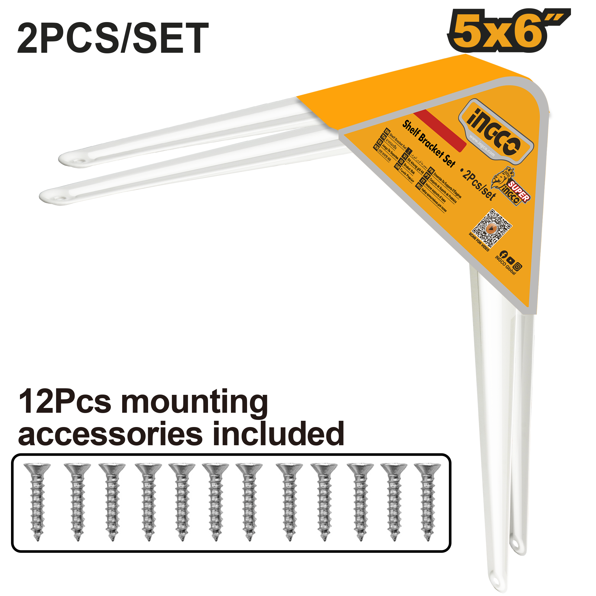 Shelf bracket 12x15cm set - HSB10506 - INGCO
