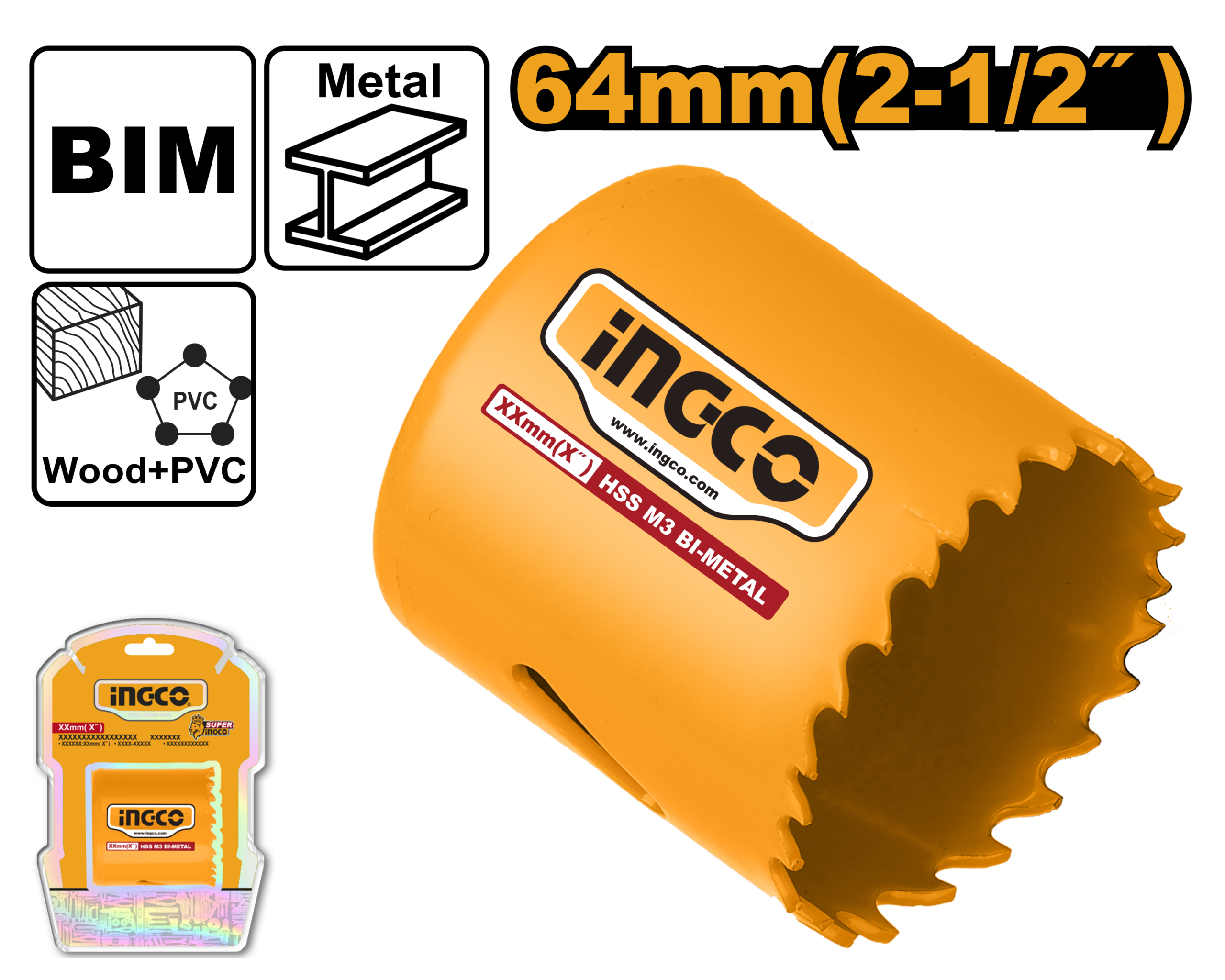 Bi metal hole saw 64mm - HSB10641 - INGCO