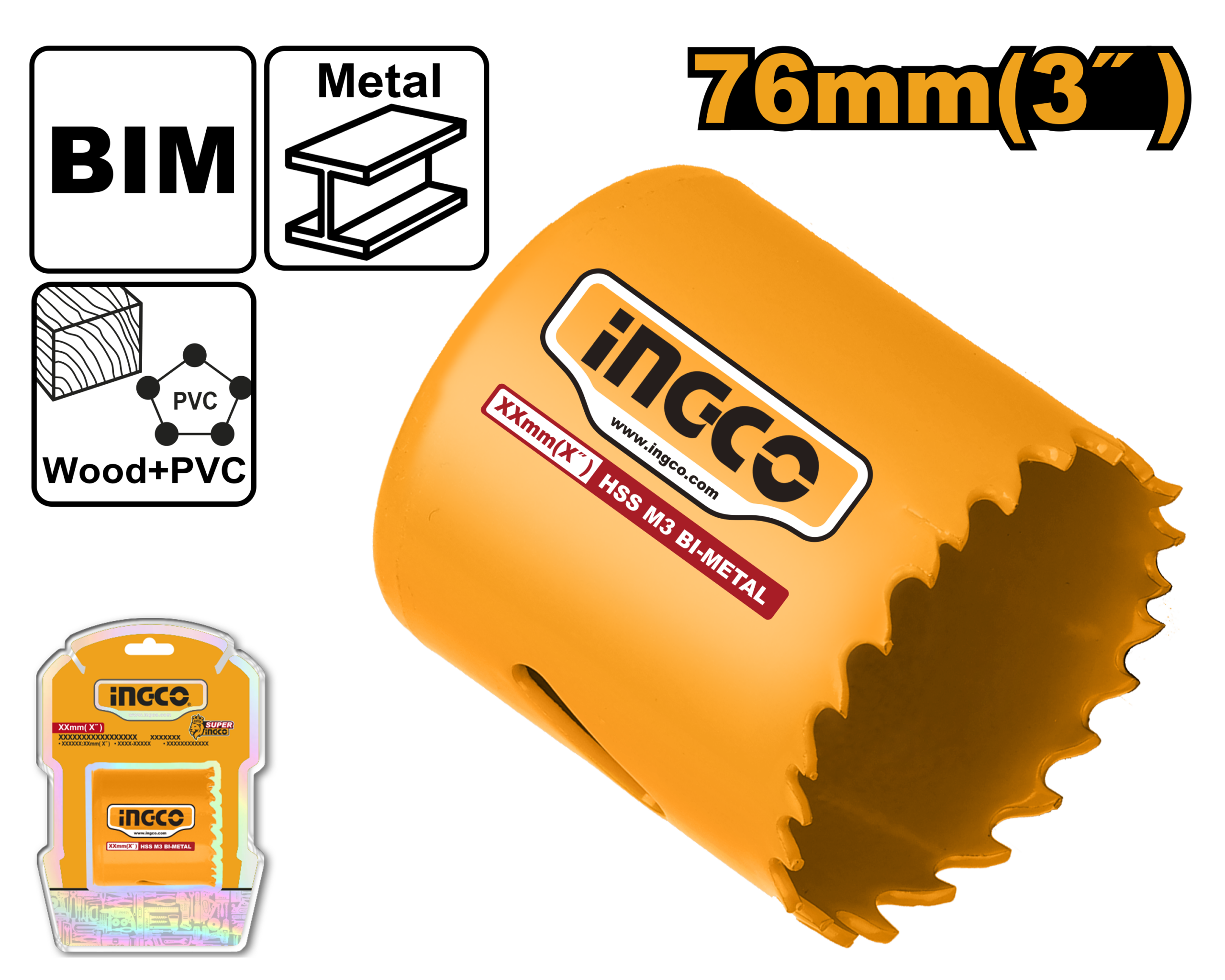 Bi metal hole saw 76mm - HSB10761 - INGCO