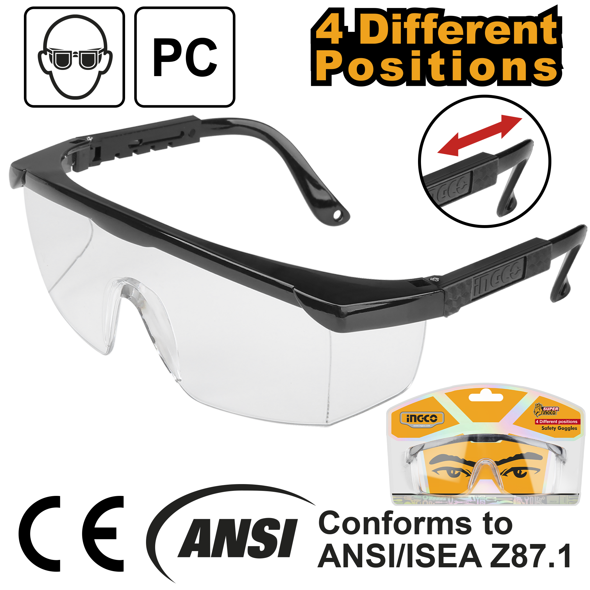 Safety goggles clear - HSG04 - INGCO