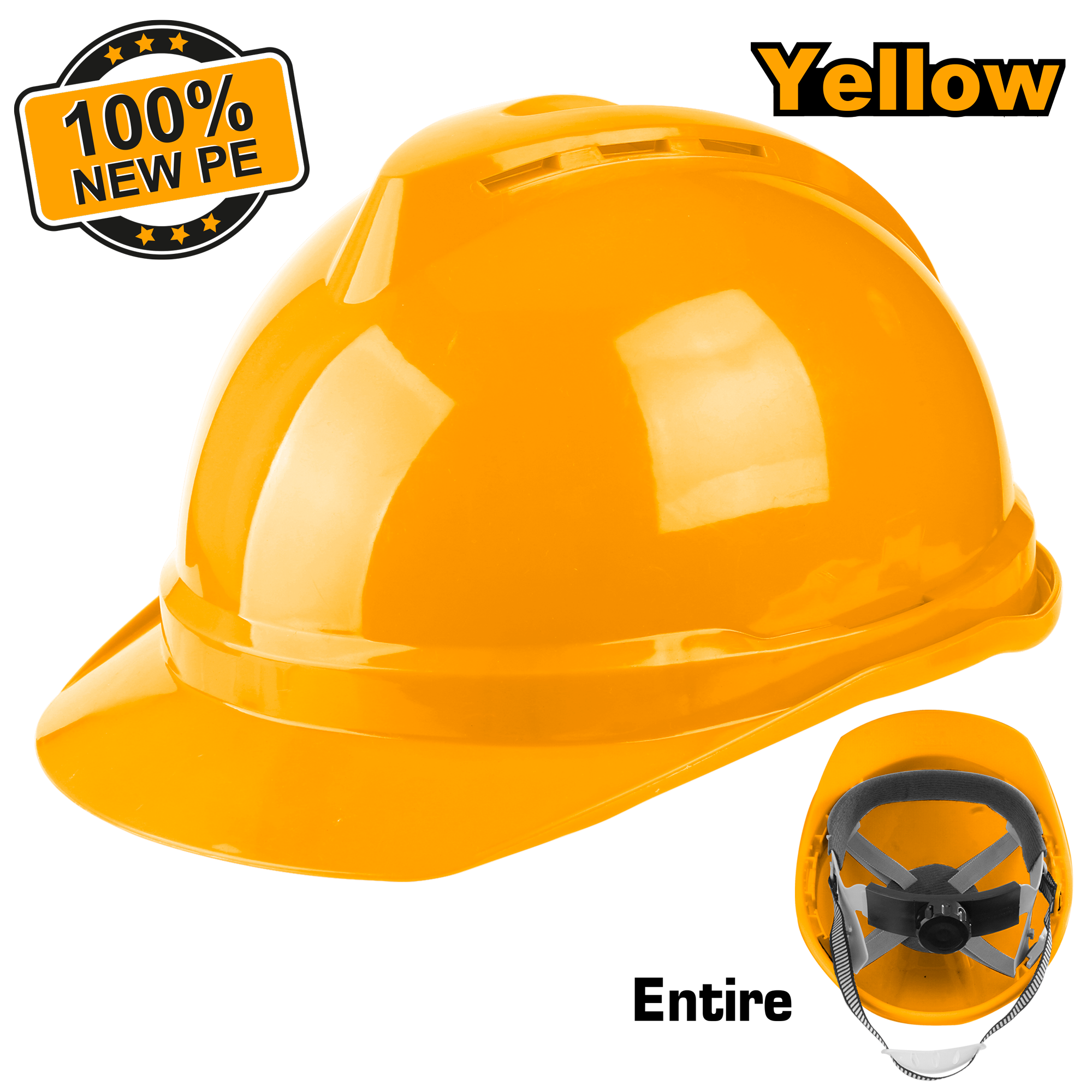Safety helmet yellow entire 380g - HSH201 - INGCO