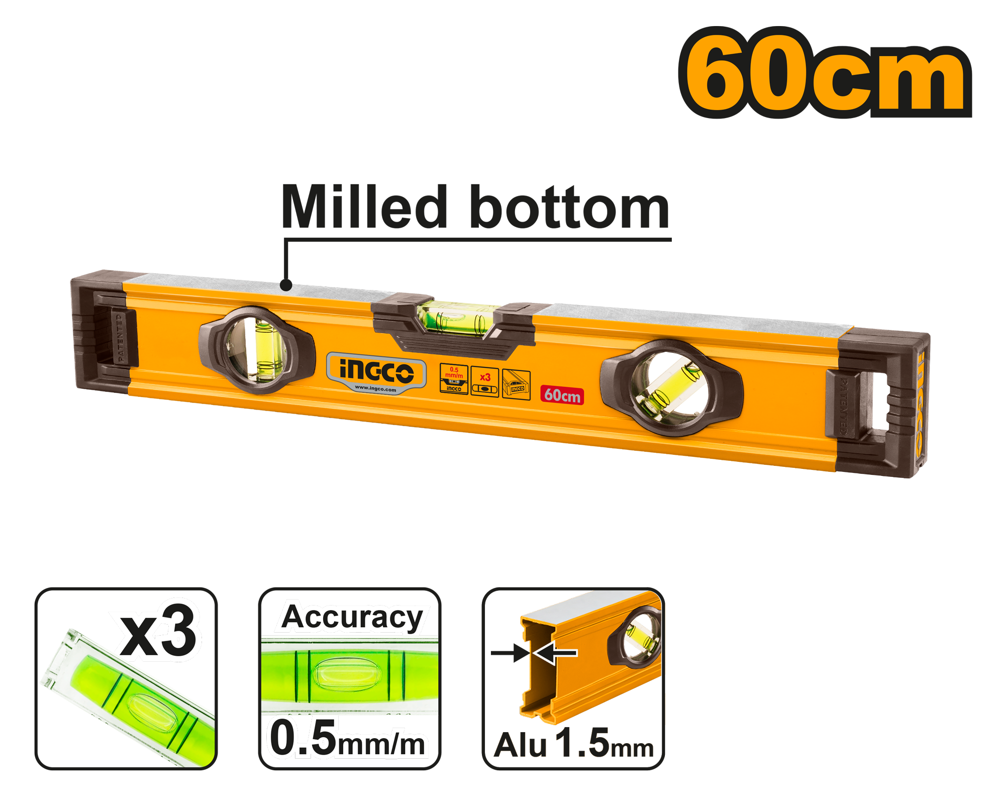 Spirit level 60cm - HSL08060 - INGCO
