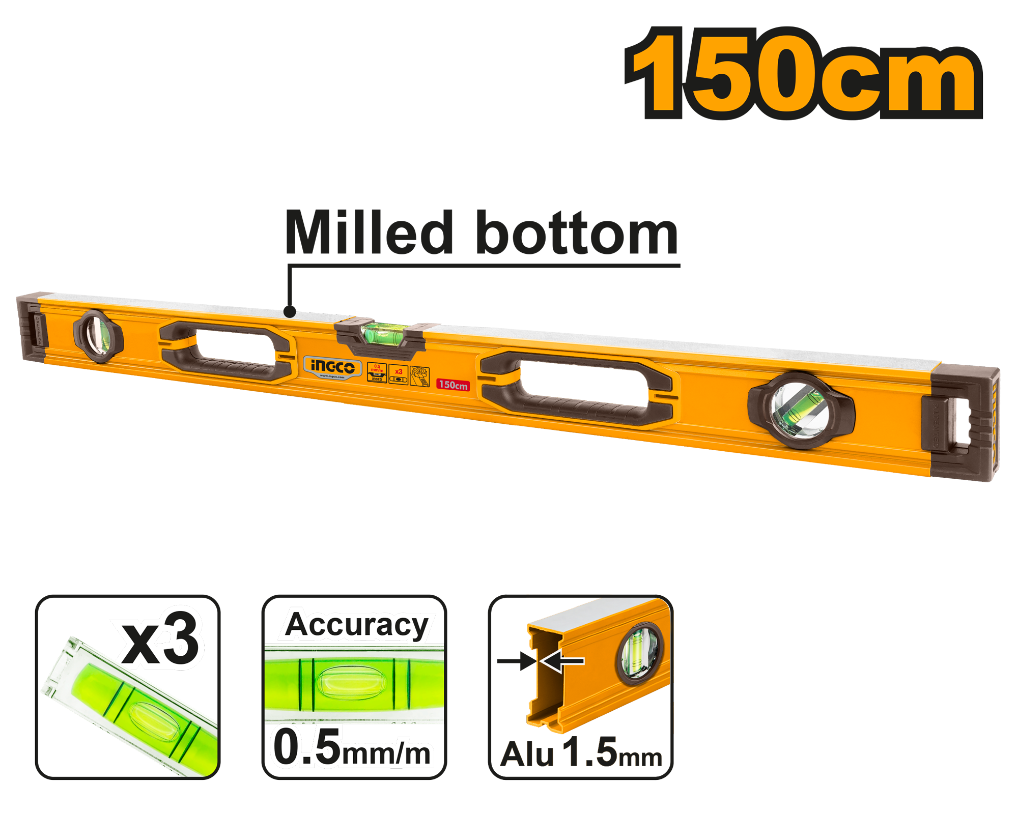 Spirit level 150cm - HSL08150 - INGCO