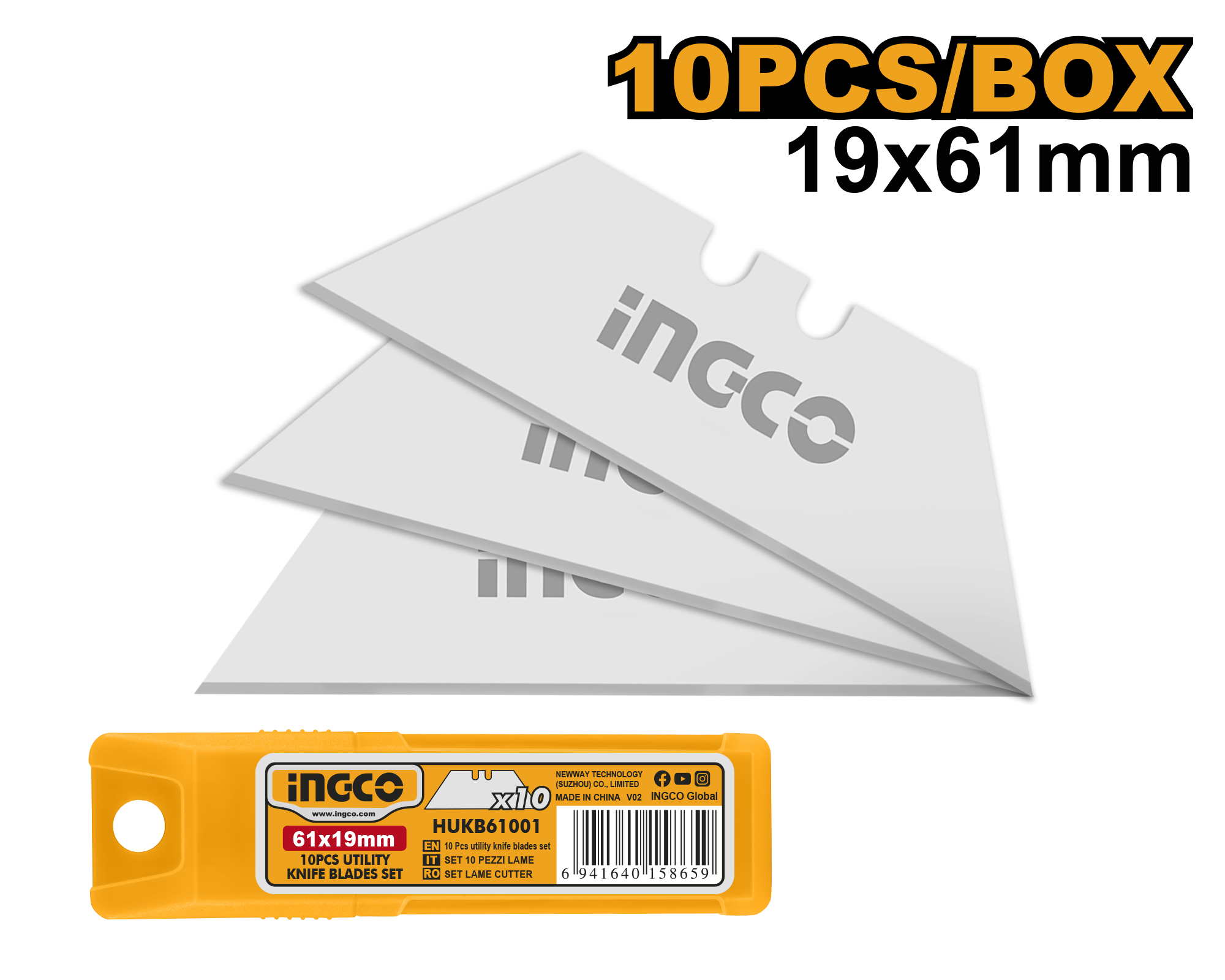 Knife blade 6x19mm 10pcs - HUKB61001 - INGCO