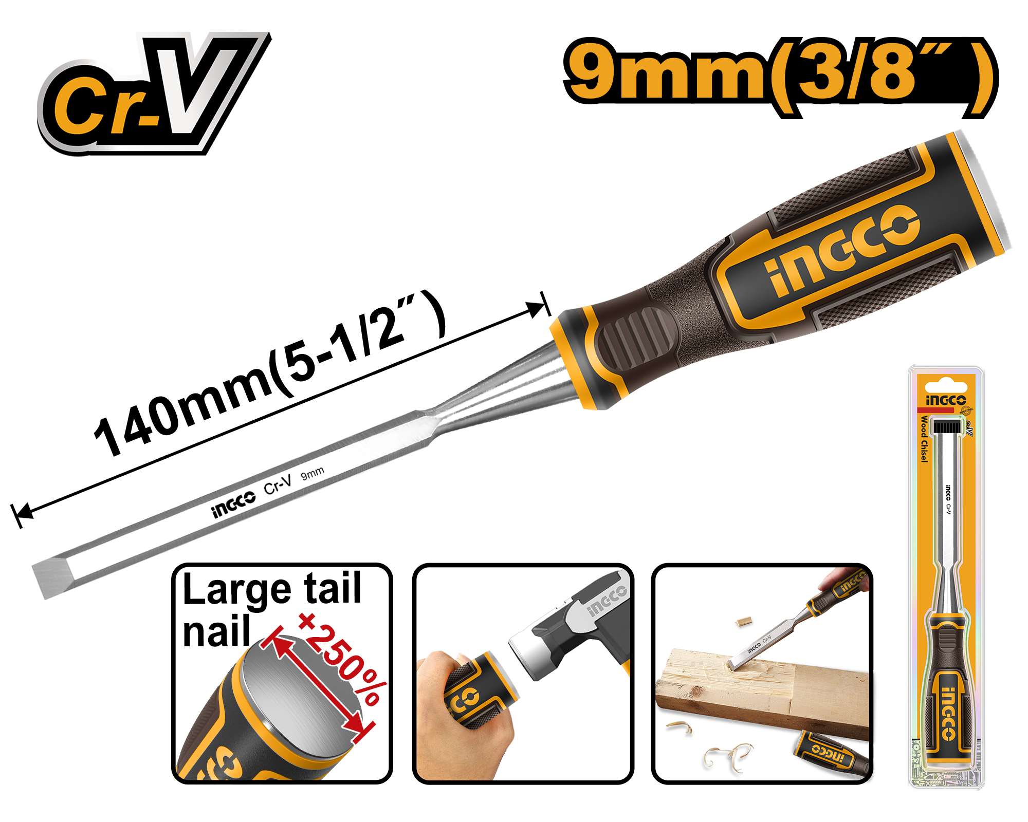 Wood chisel 9mmx140mm crv - HWC0809 - INGCO