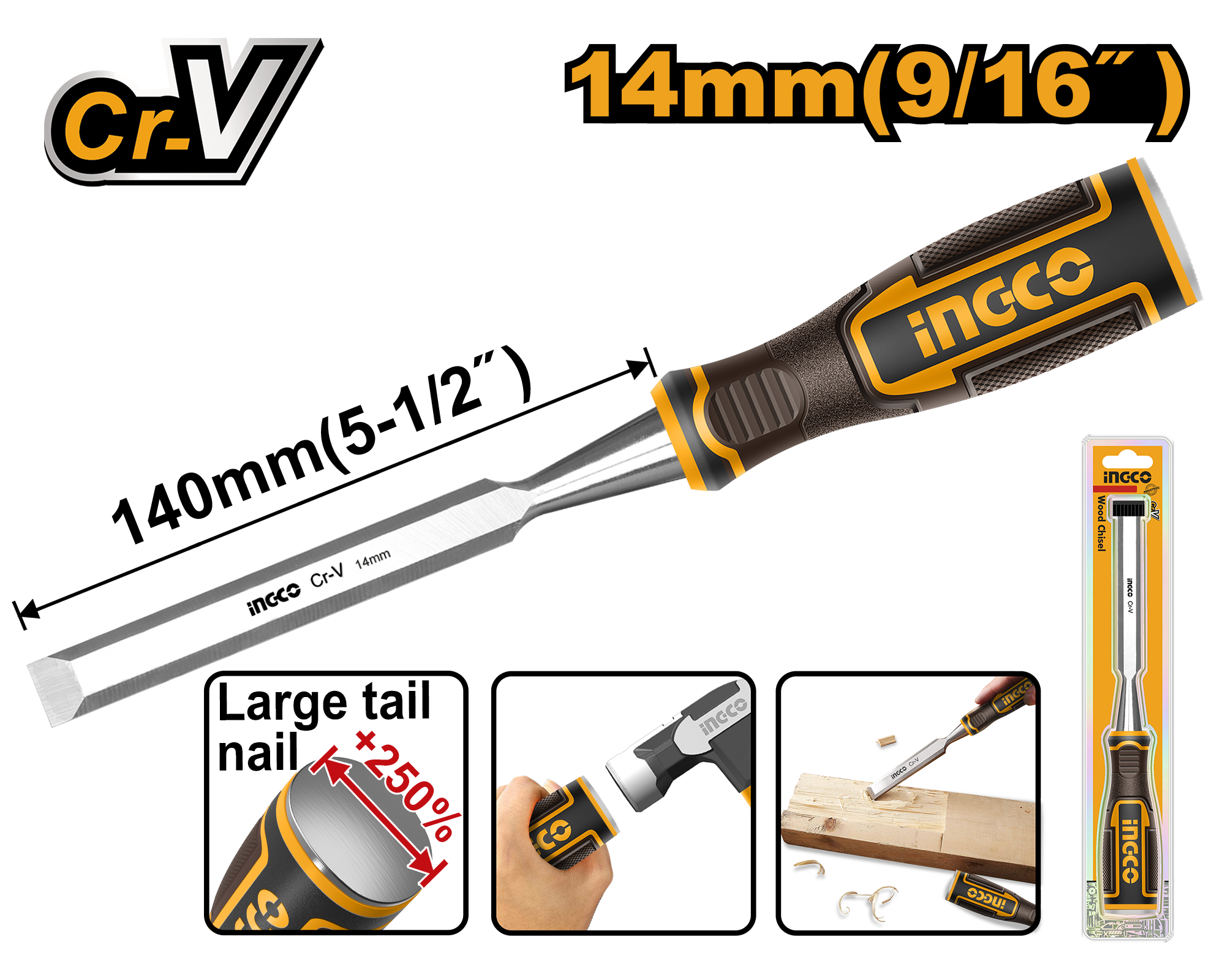 Wood chisel 14μμχ140μμ crv - HWC0814 - INGCO