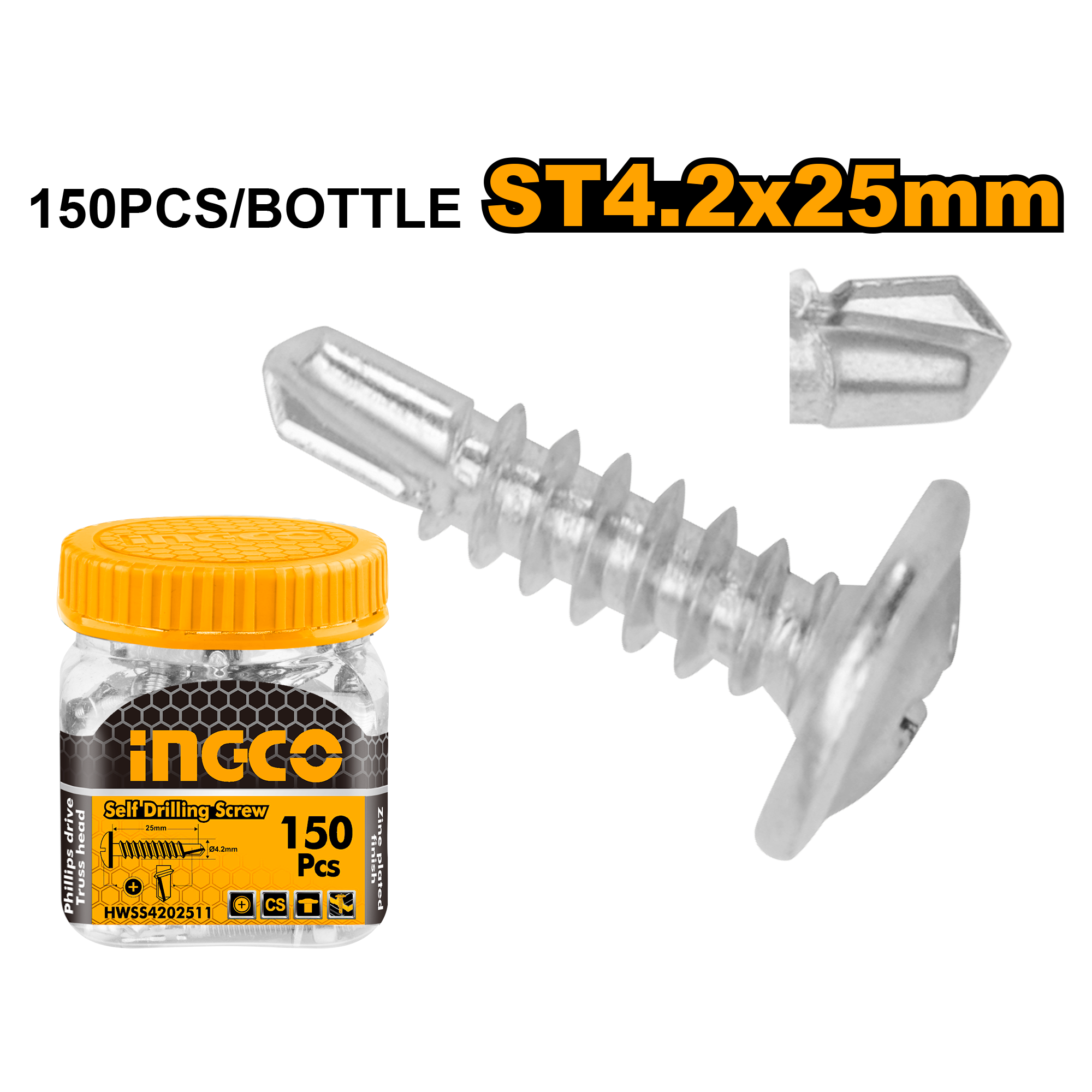 Drilling screw 2x25mm 150pcs - HWSS4202511 - INGCO