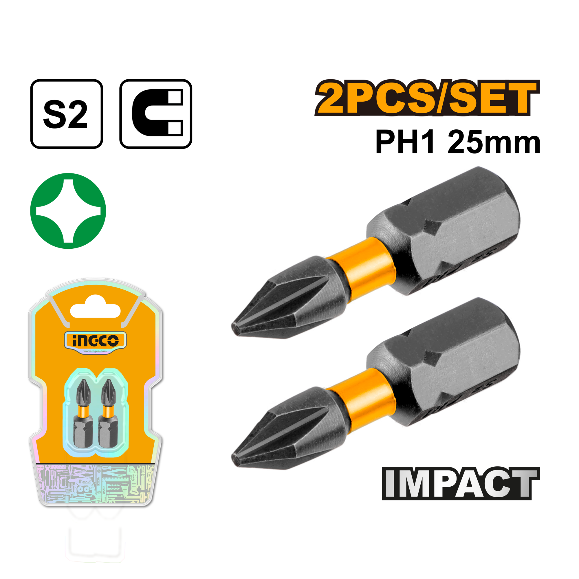 Impact screwdriver bits 1,25mm - SDBIM71PH125 - INGCO