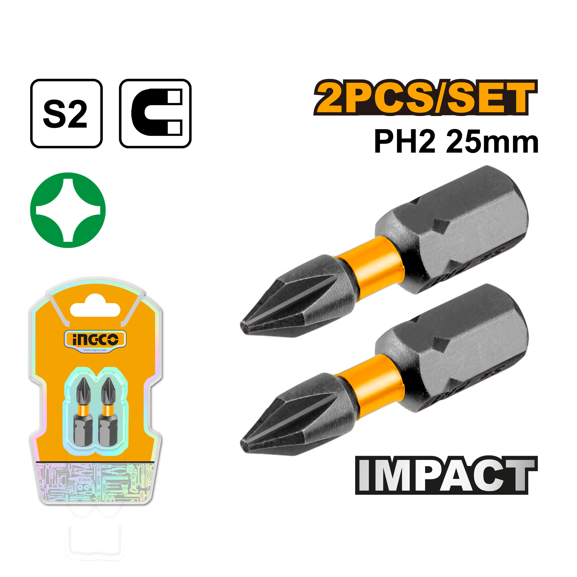 Impact screwdriver bits 2,25mm - SDBIM71PH225 - INGCO