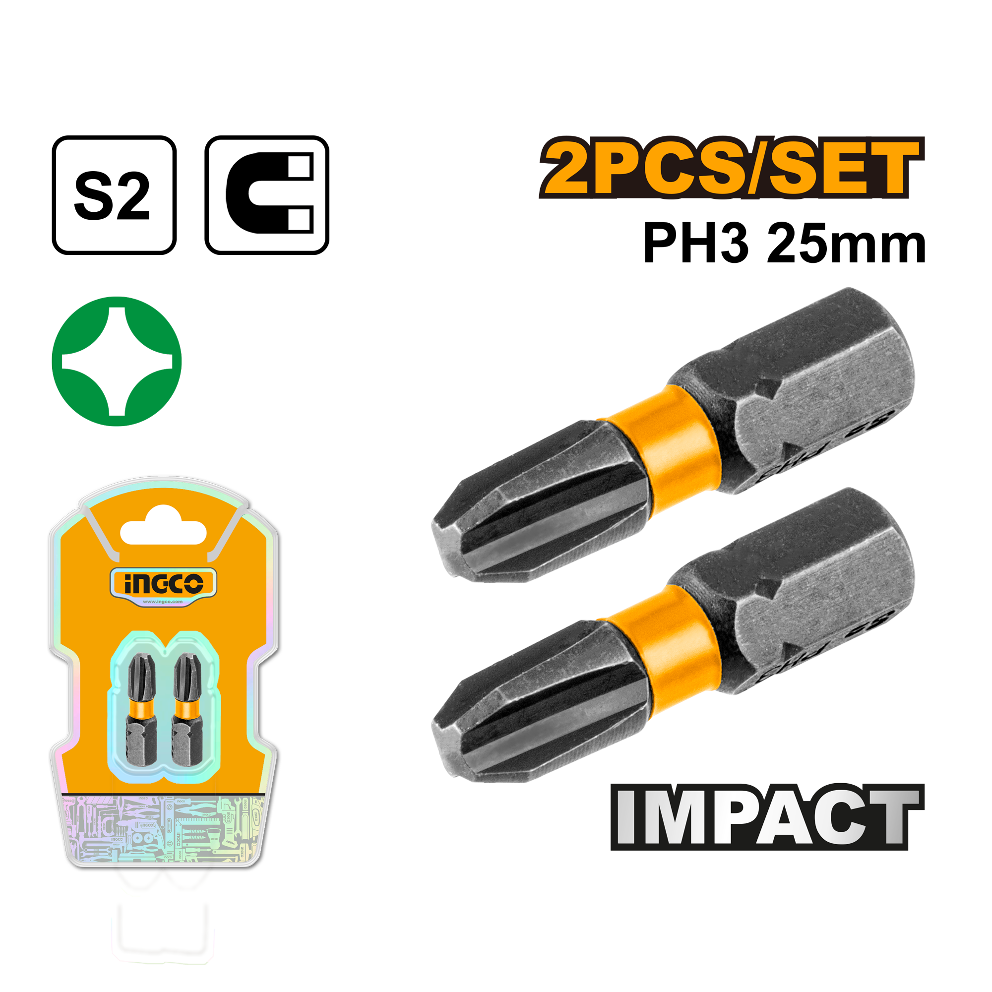 Impact screwdriver bits 3,25mm - SDBIM71PH325 - INGCO