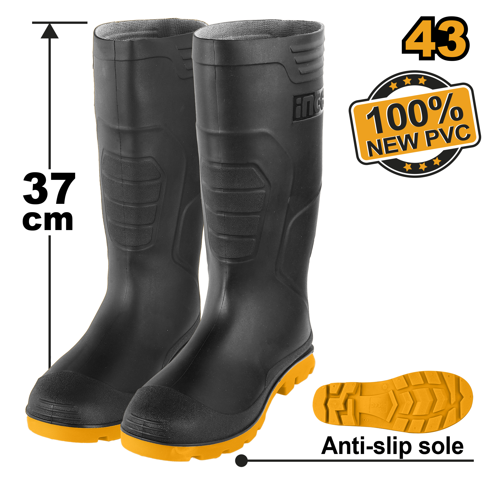 Rain boots black ν043 - SSH092LYB.43 - INGCO