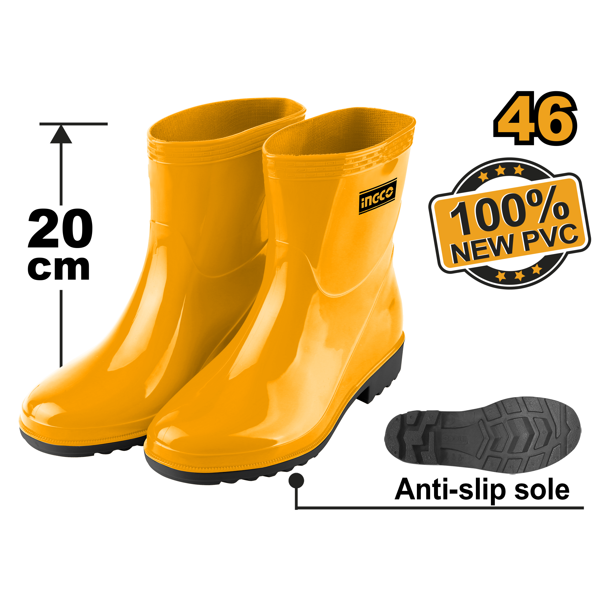 Rain boots yellow ν046 - SSH102L.46 - INGCO