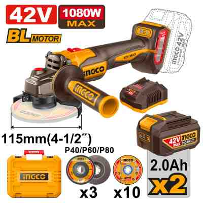 Cordless angle grinder 42V Set - CAGLI4108112E - INGCO