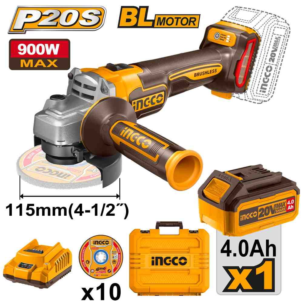 Cordless angle grinder - CAGLI211541 - INGCO