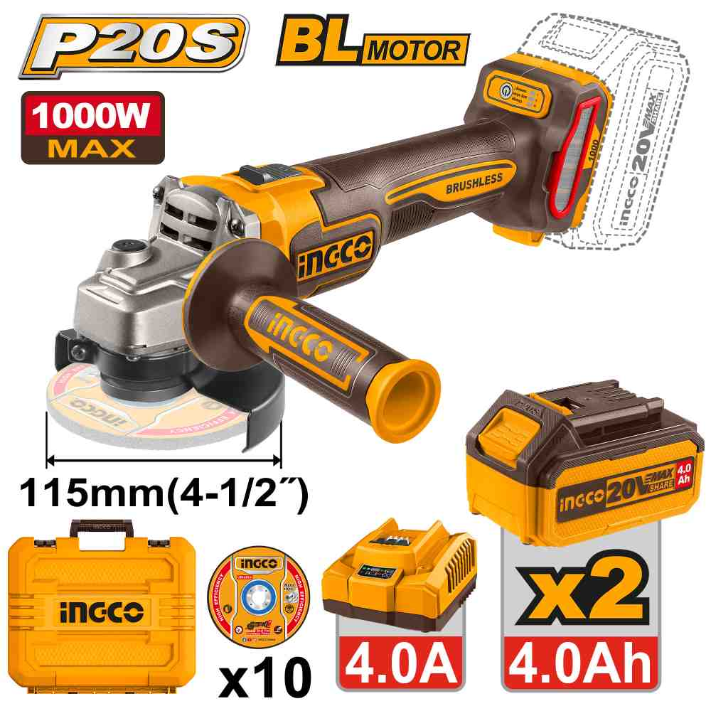Cordless angle grinder - CAGLI271532E - INGCO