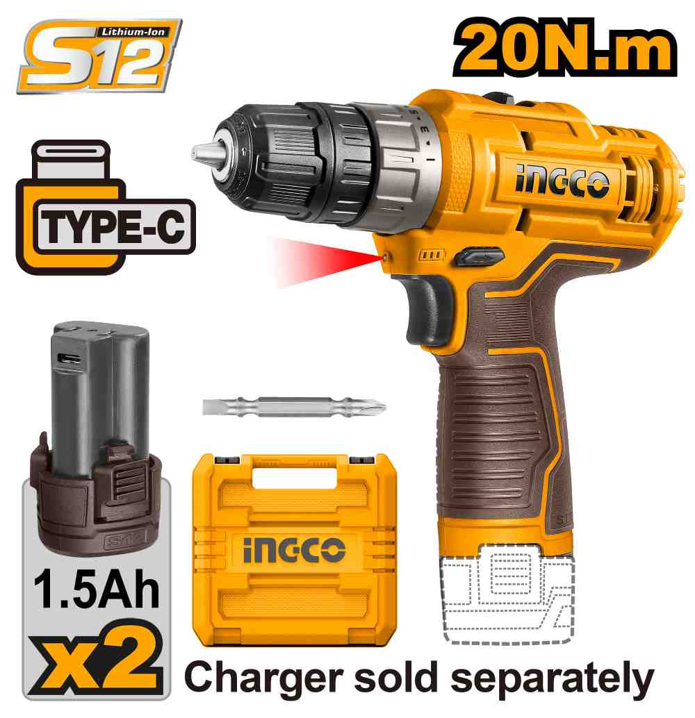Cordless drill - CDLI12202E - INGCO