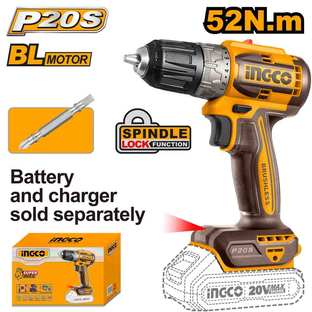 Brushless cordless drill - CDLI204531 - INGCO