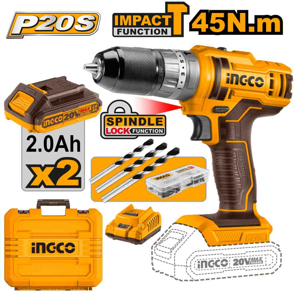 Cordless impact drill - CIDLI201452 - INGCO