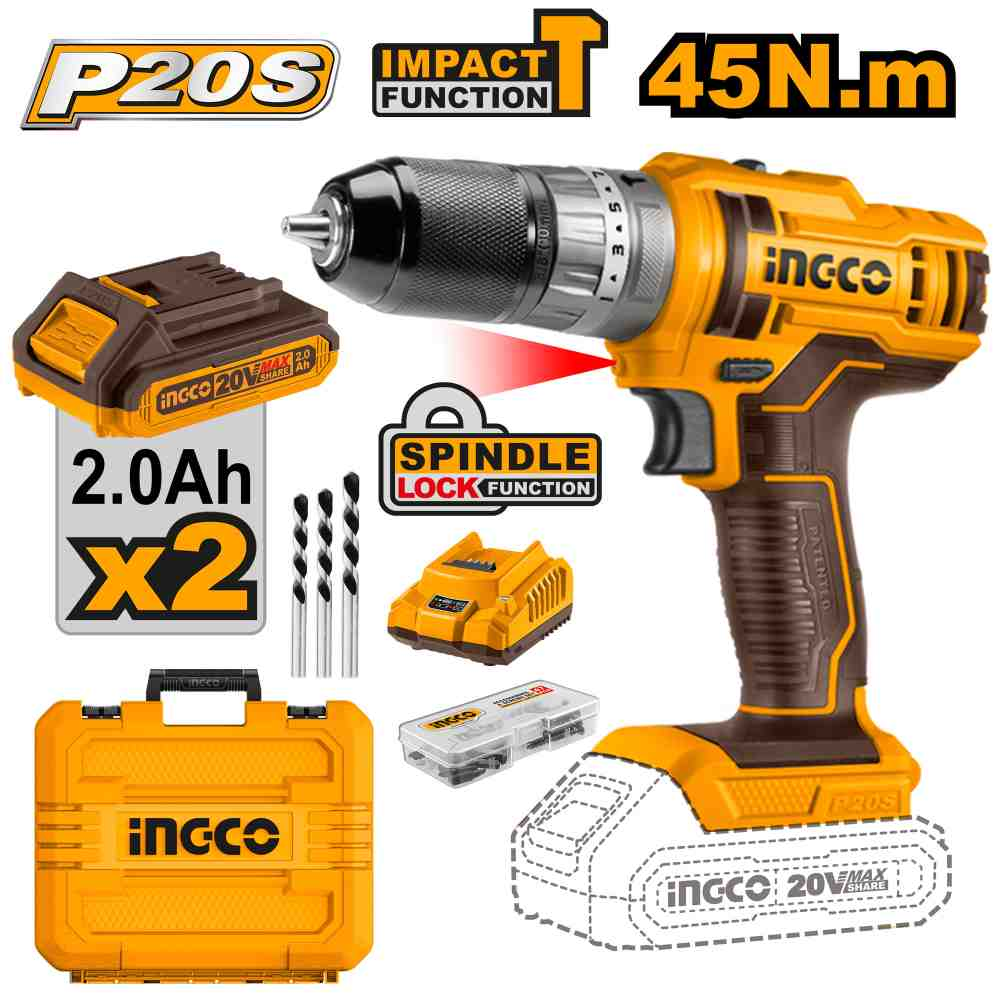 Cordless impact drill - CIDLI201452E - INGCO