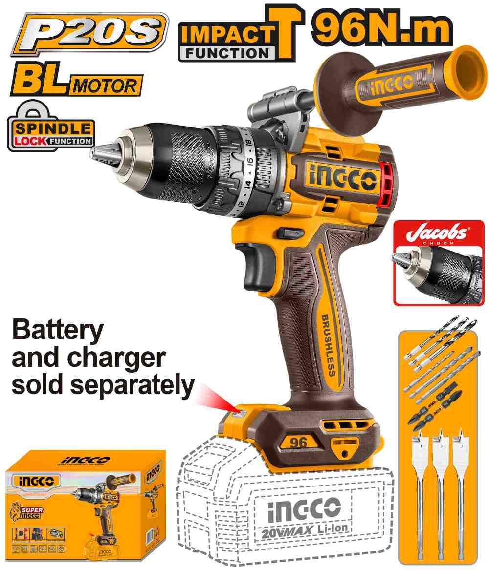 Brushless cordless impact drill - CIDLI209685 - INGCO