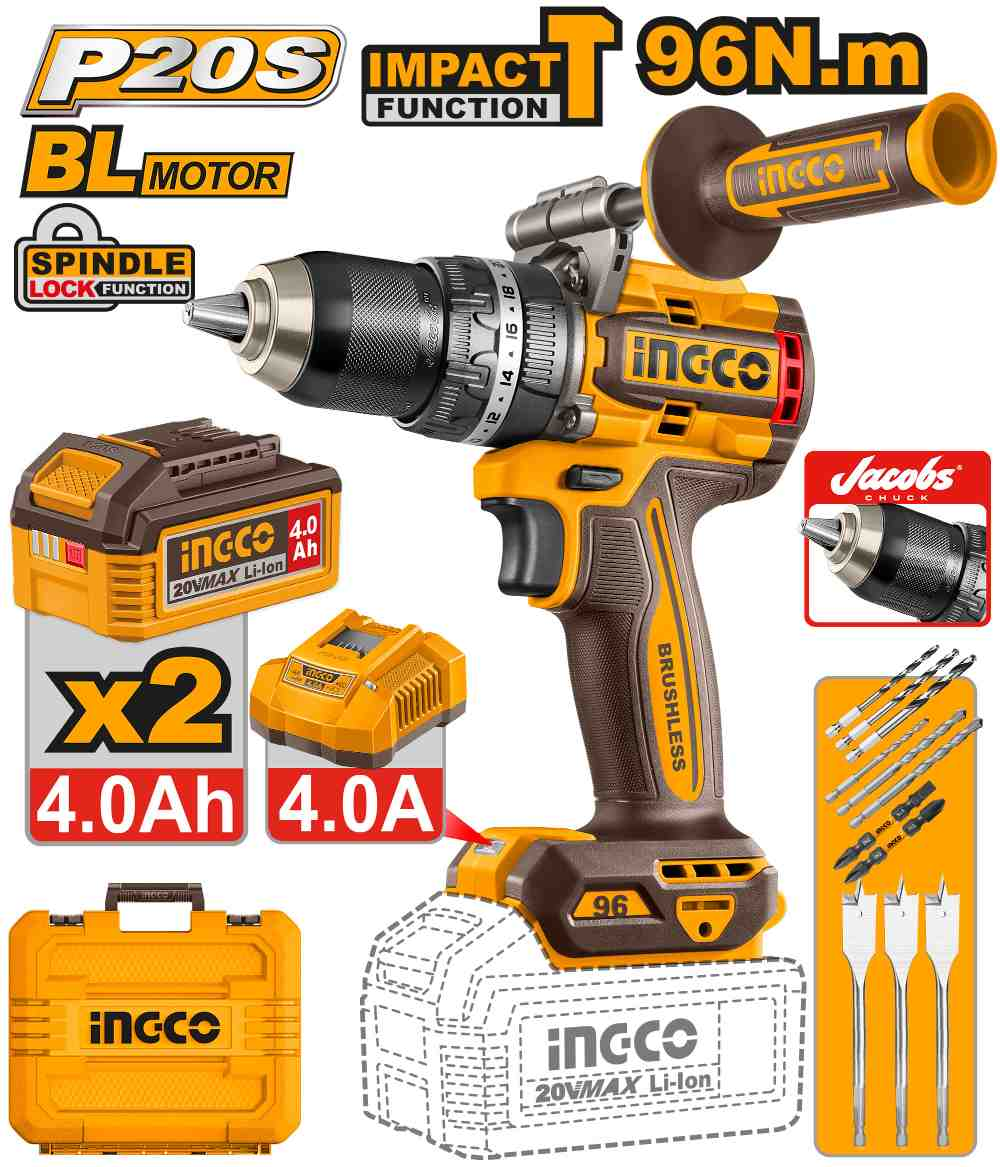 Brushless cordless impact drill - CIDLI209686E - INGCO
