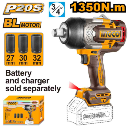 Cordless impact wrench - CIWLI201351 - INGCO