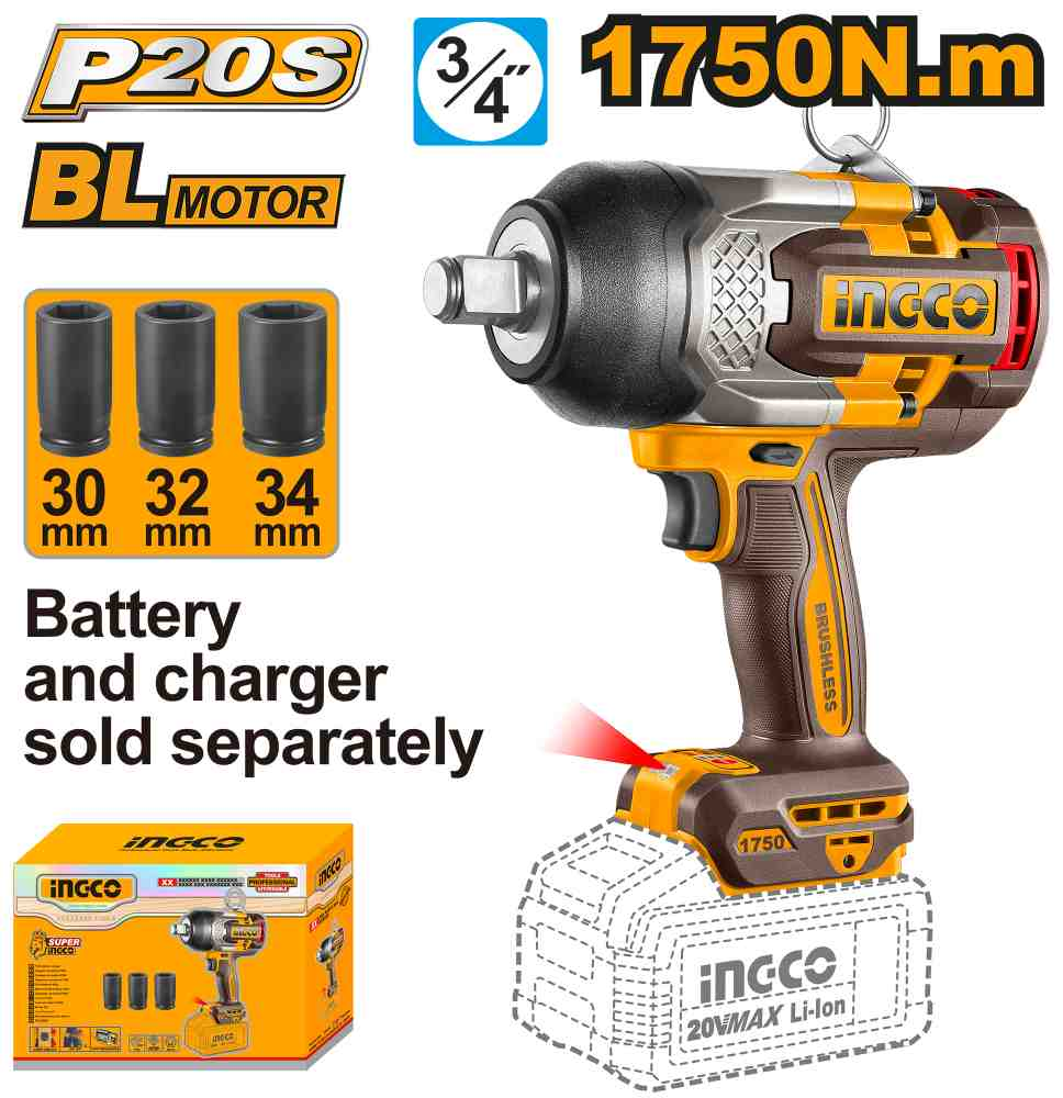 Cordless impact wrench - CIWLI201751 - INGCO