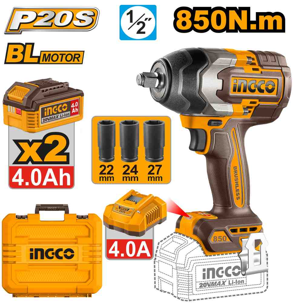 Cordless impact wrench - CIWLI2085 - INGCO