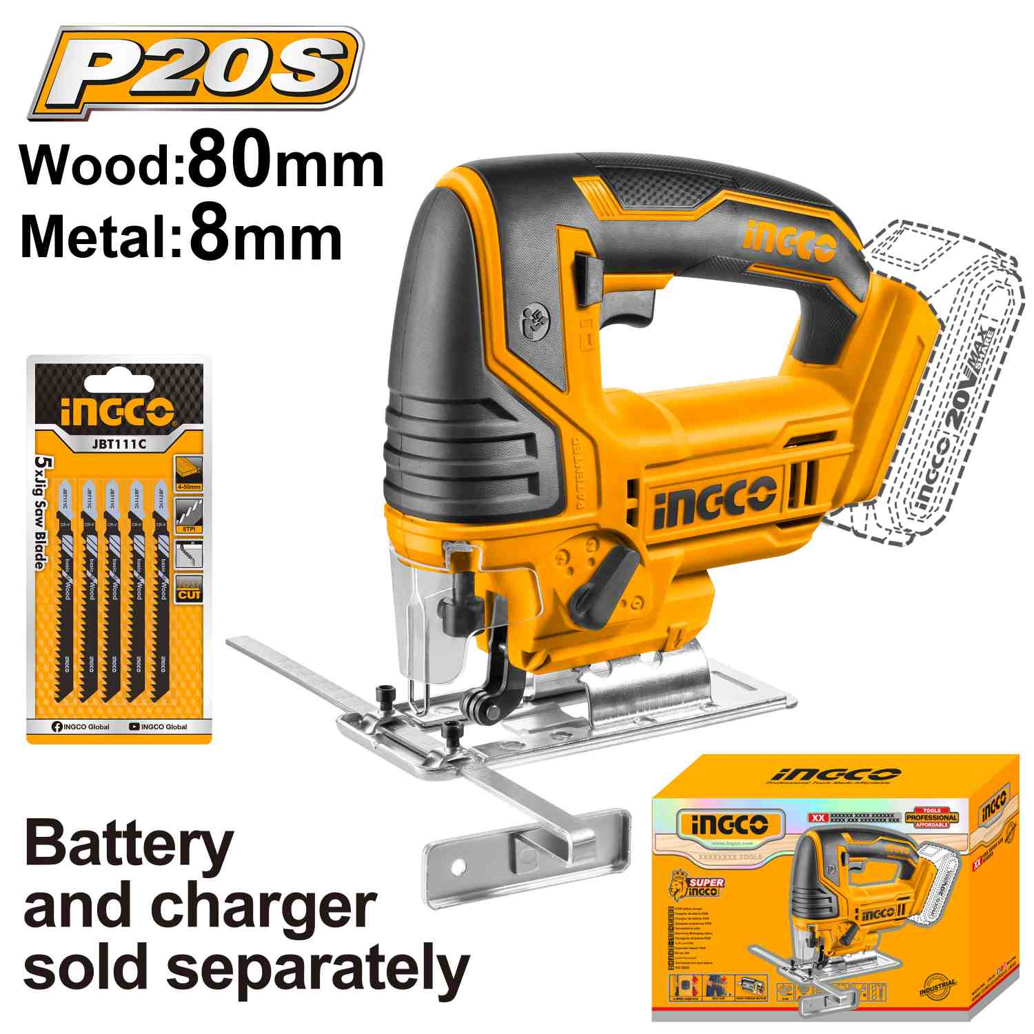 Cordless jig saw - CJSLI8501 - INGCO