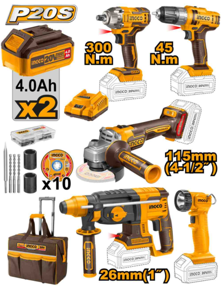 5 Pcs Cordless industrial combo kit - CKLI2019 - INGCO
