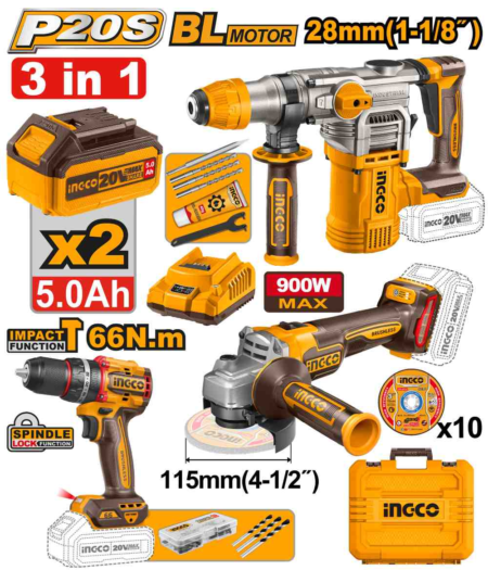 Cordless 3 pcs combo kit - COSLI241183E - INGCO