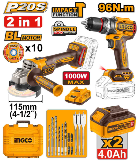 Cordless 2 pcs combo kit - COSLI241298E - INGCO