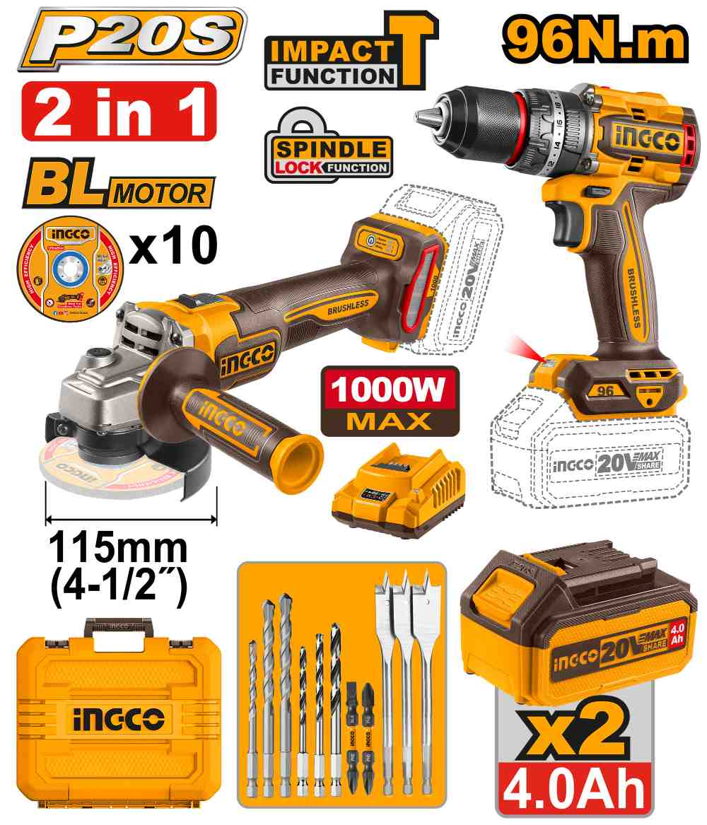 Cordless 2 pcs combo kit - COSLI241298E - INGCO