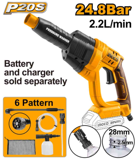 Cordless pressure washer - CPWLI2008 - INGCO