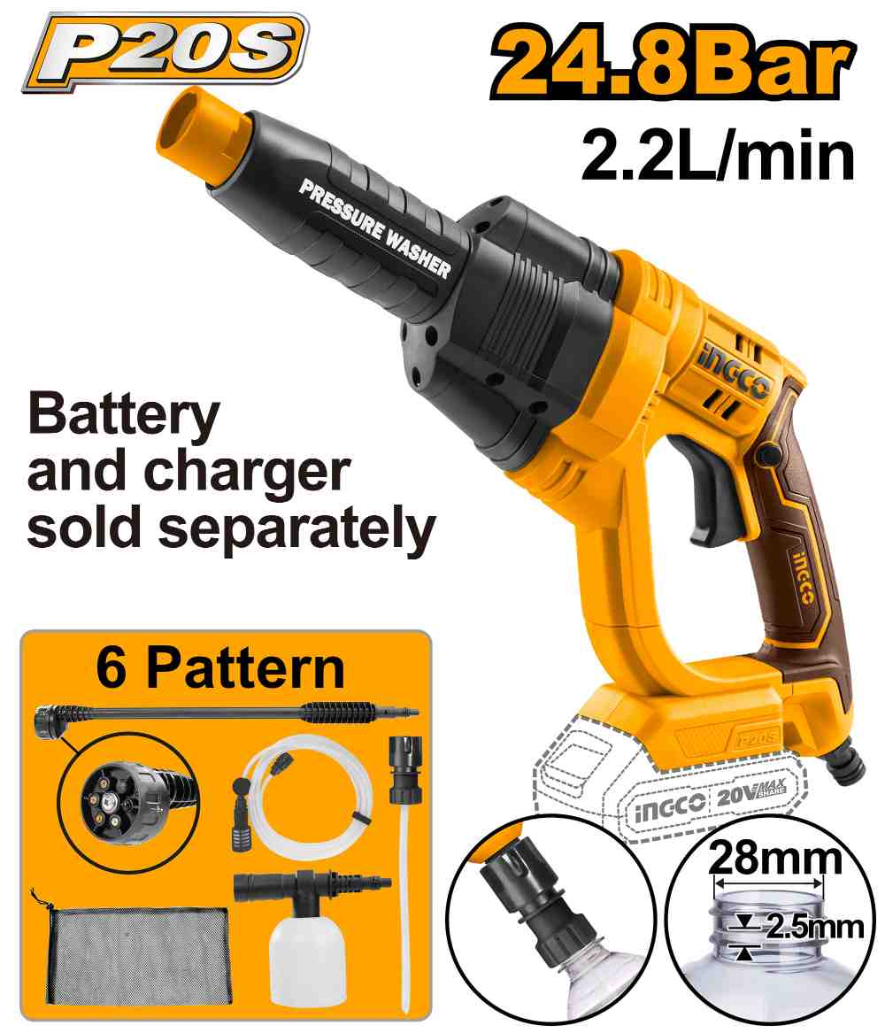 Cordless pressure washer - CPWLI2008 - INGCO