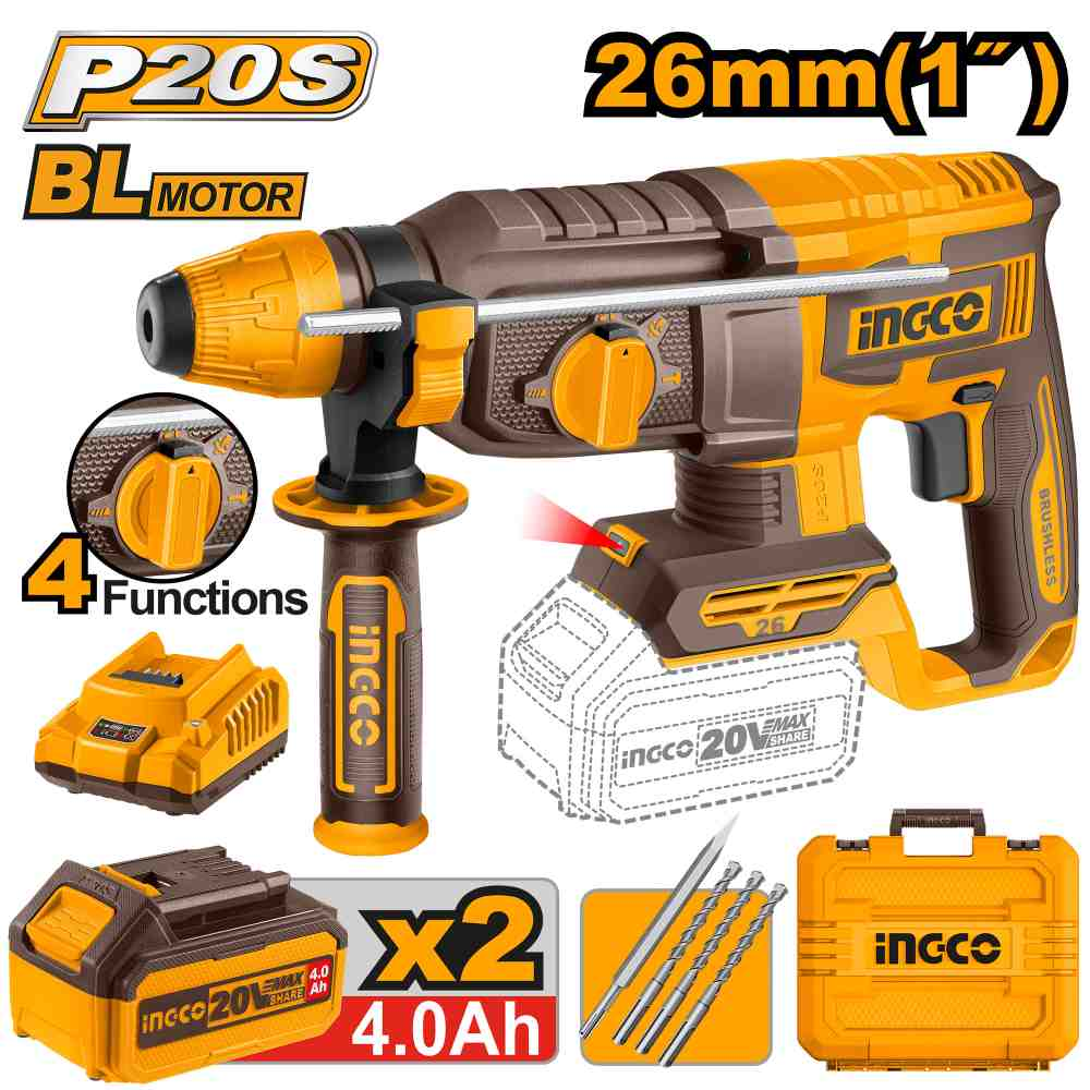 Cordless rotary hammer - CRHLI202682E - INGCO