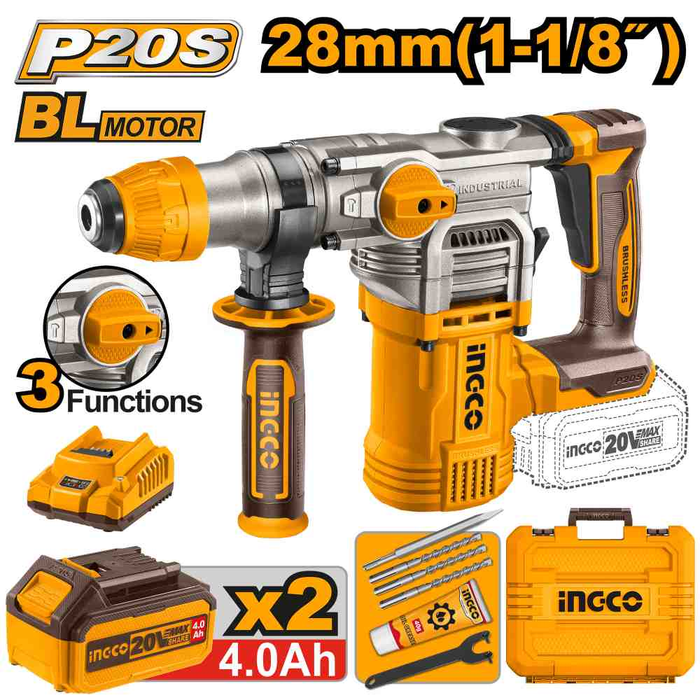 Cordless rotary hammer - CRHLI202882 - INGCO