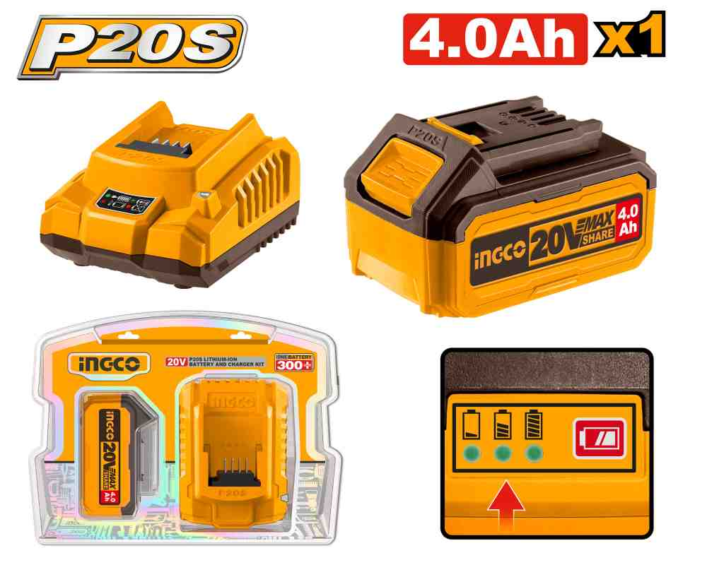 P20S Lithium-Ion battery and charger kit - FBCPK1214 - INGCO