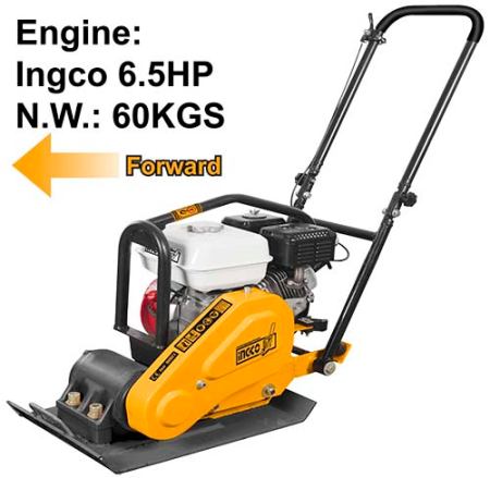 Βενζινοκίνητος Συμπιεστής Εδάφους 6.5HP 60kg, 10.5kN, Απόδοση 450m²/h - GCP060-2 - INGCO