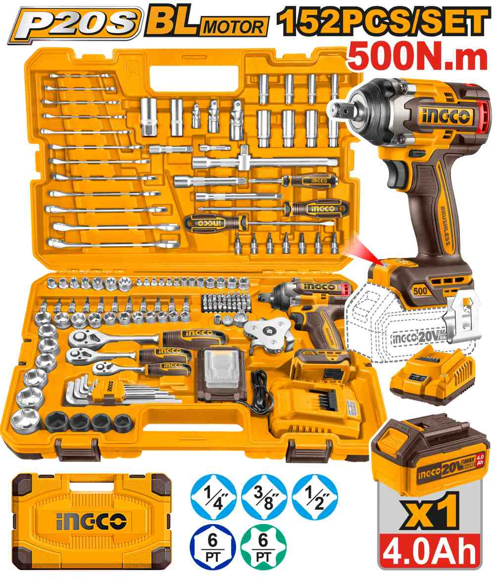 152 Pcs Cordless impact wrench tools set - HKTHP31521 - INGCO