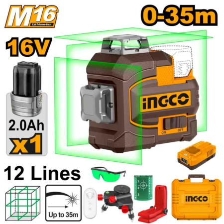 Cordless 3D-laser level - HLL301201 - INGCO