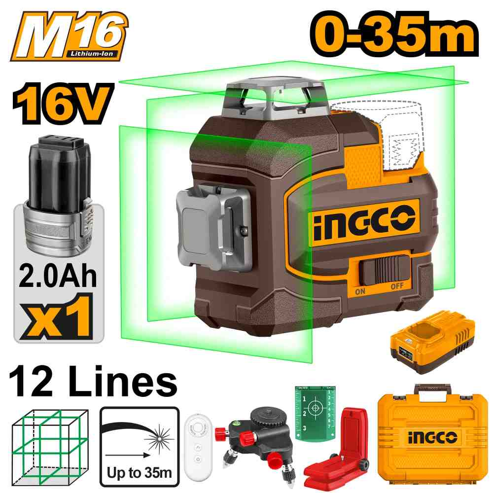 Cordless 3D laser level - HLL301201E - INGCO