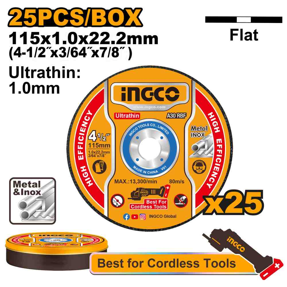 Ultra-thin metal cutting disc set - MCD11011525 - INGCO