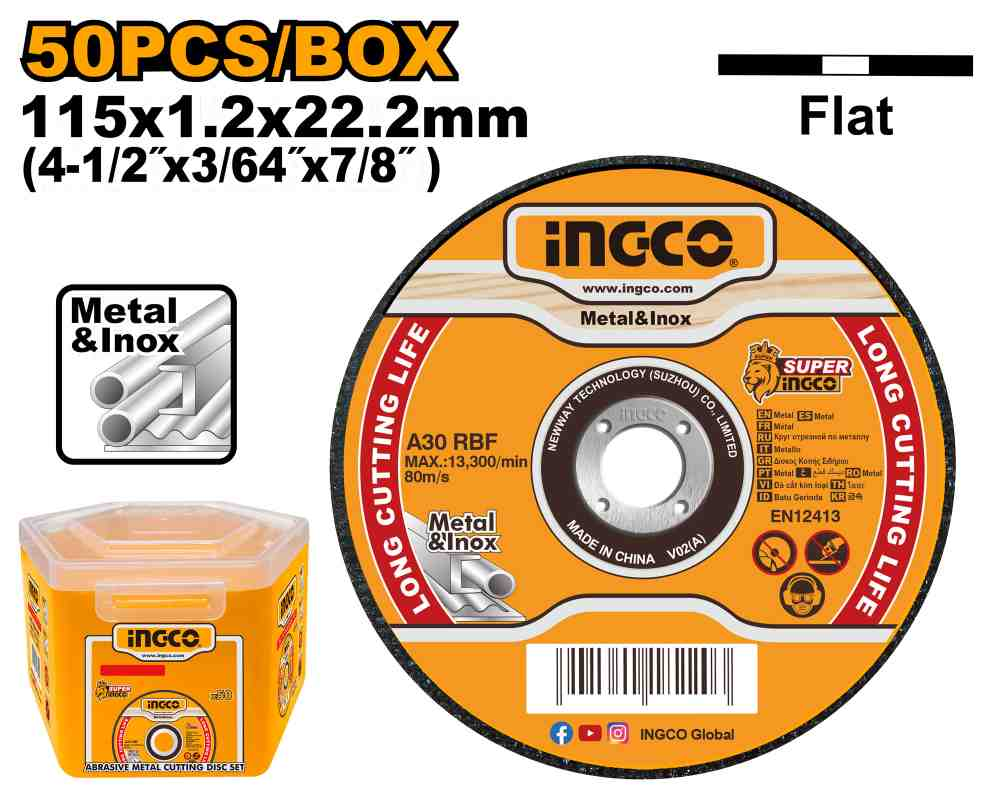 Abrasive metal cutting disc set - MCD1211550 - INGCO