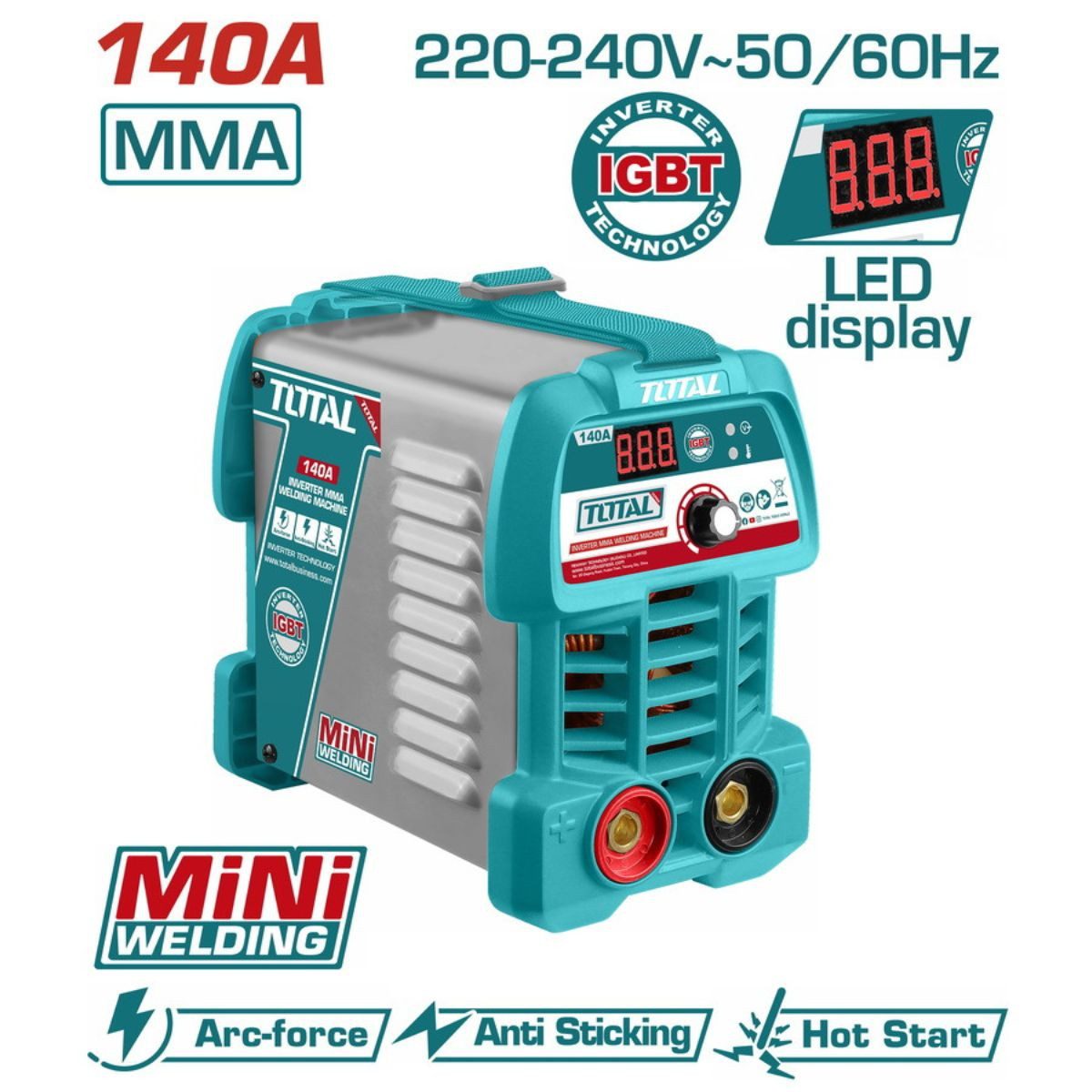 Ηλεκτροκόλληση Inverter 140A IGBT 230V | Οθόνη LED | Πλήρες Σετ | TW214049E - TOTAL