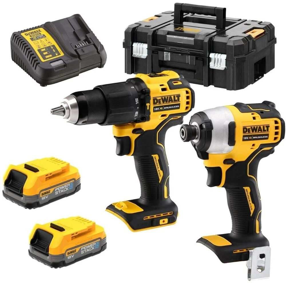 Σετ 2 Εργαλείων 18V XR Brushless με Μπαταρίες POWERSTACK (DCD709 + DCF809) DCK2062E2T - DEWALT
