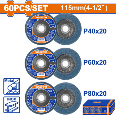Δίσκος Γυαλόχαρτο Μετάλλου115mm - 60 τεμάχια (20 - 40,20 - 60, 20 - 80)
